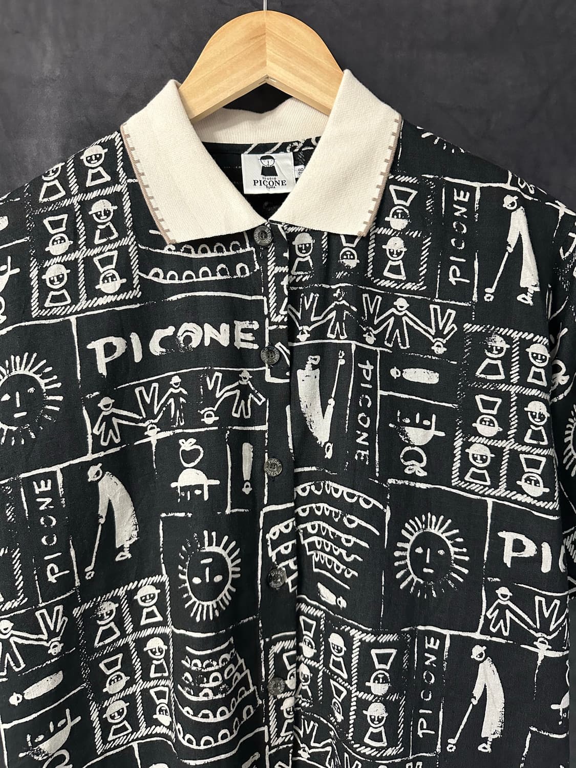 피코네 STUDIO PICONE ROMA 일본제 린넨 혼방 아트 패턴셔츠 상품이미지2