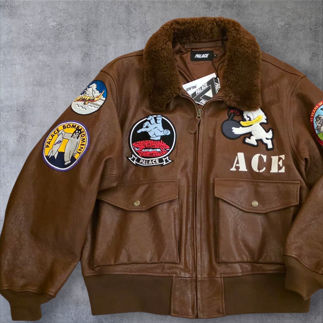 PALACE 팔라스 최상급 G1 무통 염소가죽 플라이트 자켓 아메카지 밀 상품이미지8