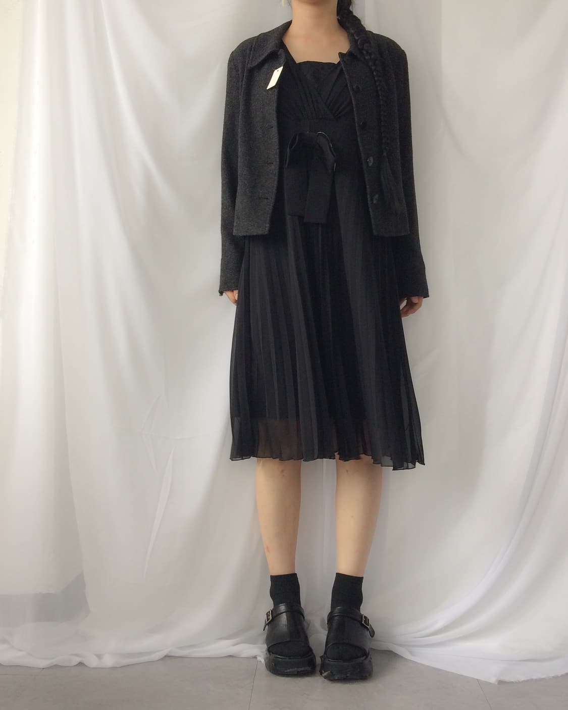 Ribbon point pleats sleeveless onepiece 상품이미지8