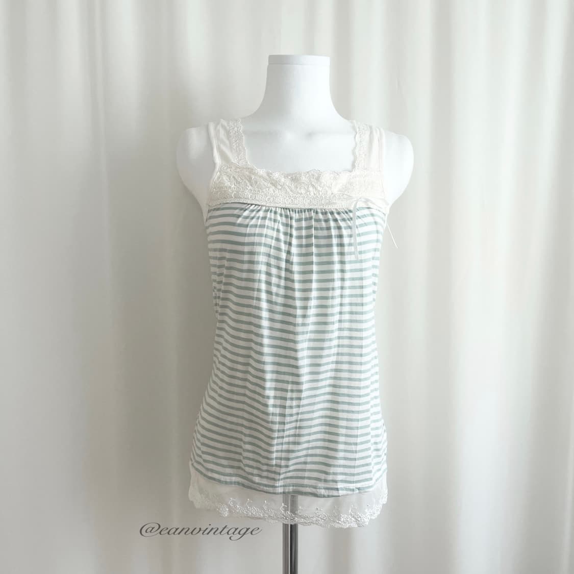 soft green stripe lace sleeveless 상품이미지2