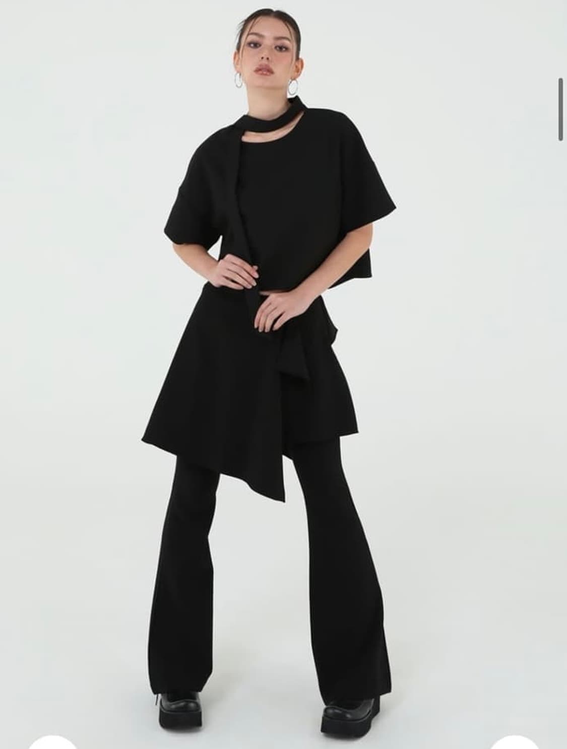 어글리쉐도우 유에스 플레어 스커트 부츠컷 팬츠(챠콜) 상품이미지1