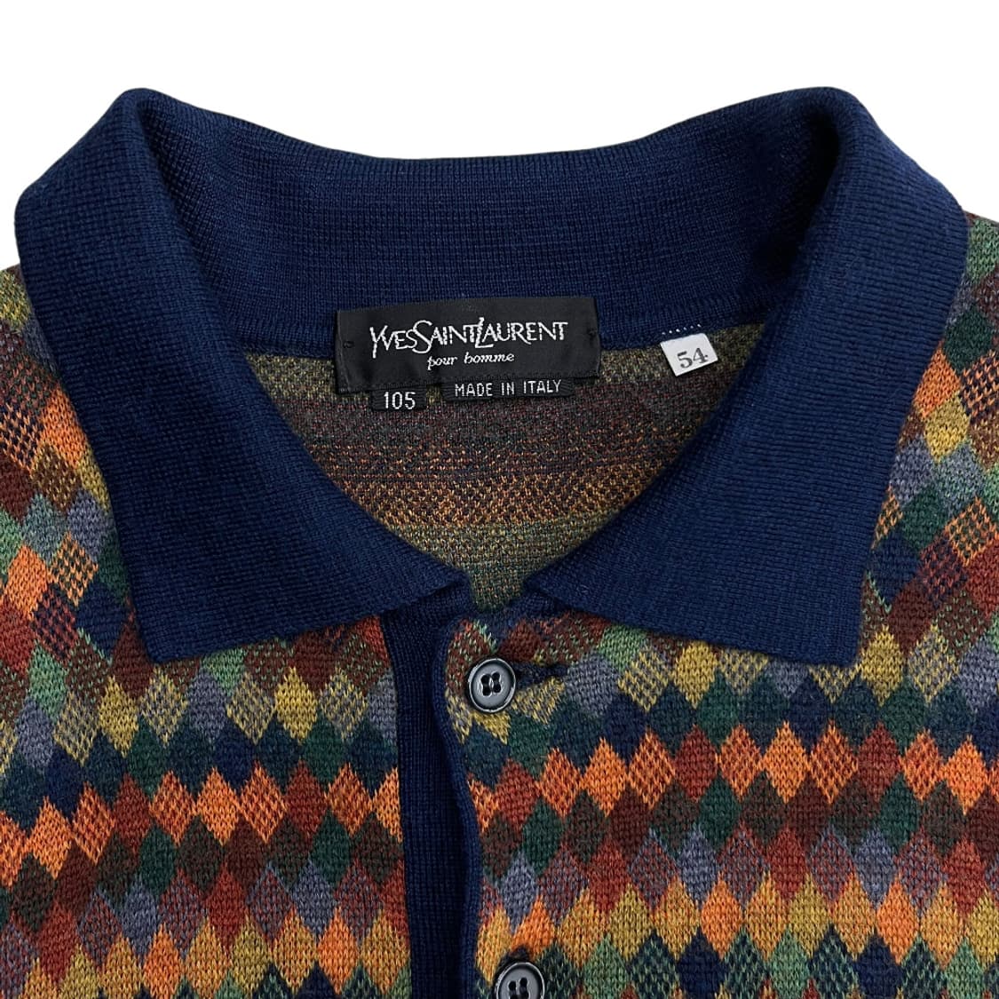 입생로랑 블루 카라 아가일 니트 105 상품이미지5