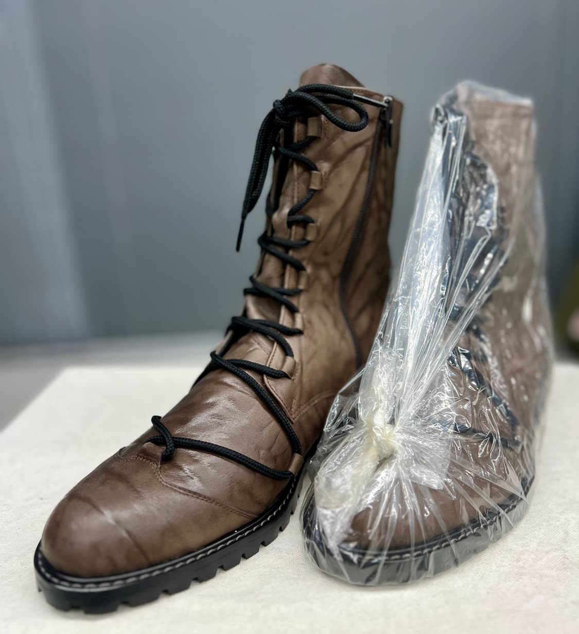 링클 포인트  레이스 업 가죽 부츠 270 상품이미지6