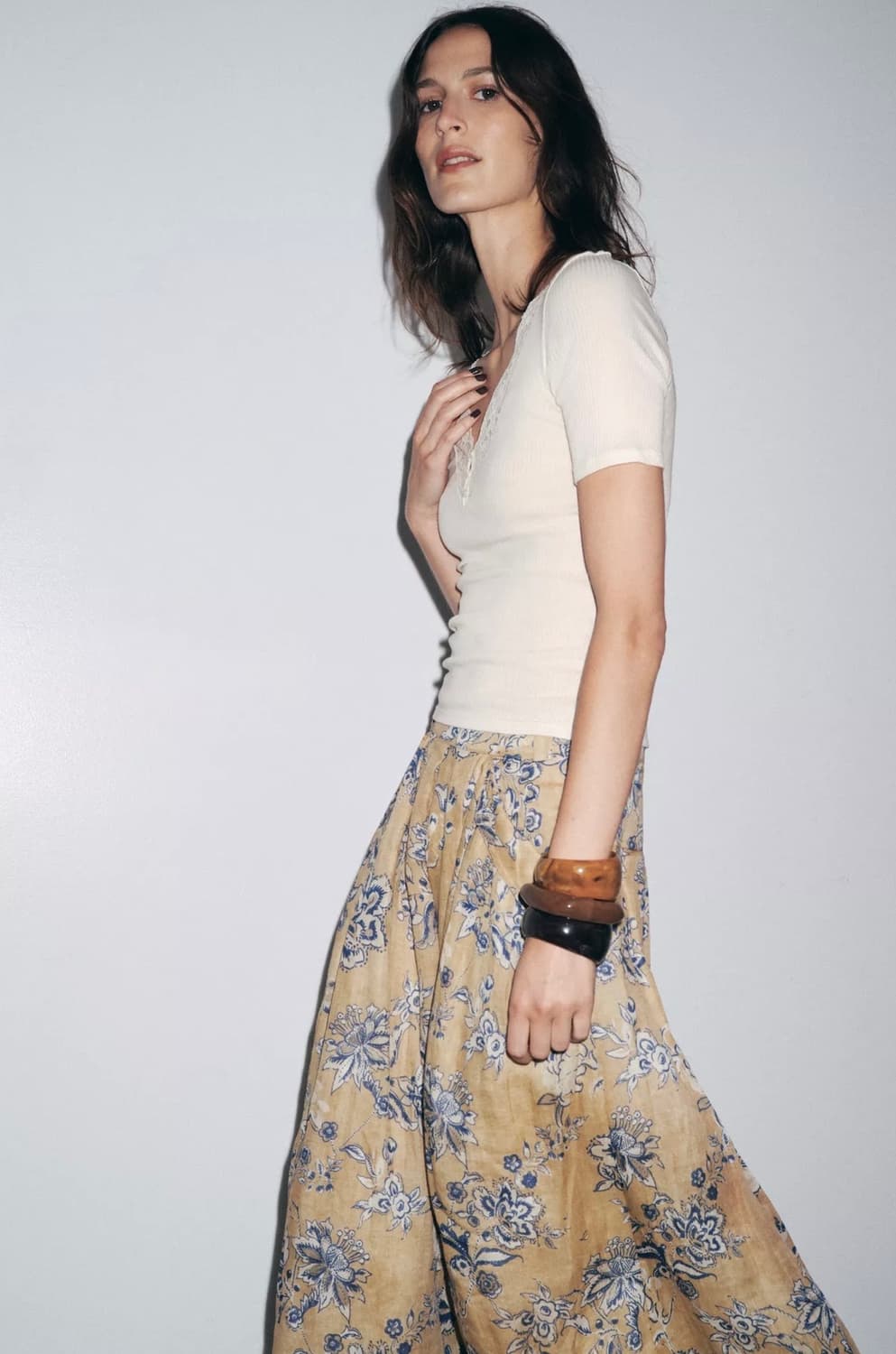 ZARA 자라 레이스 골지 티셔츠, 자라 레이스 티셔츠 상품이미지2