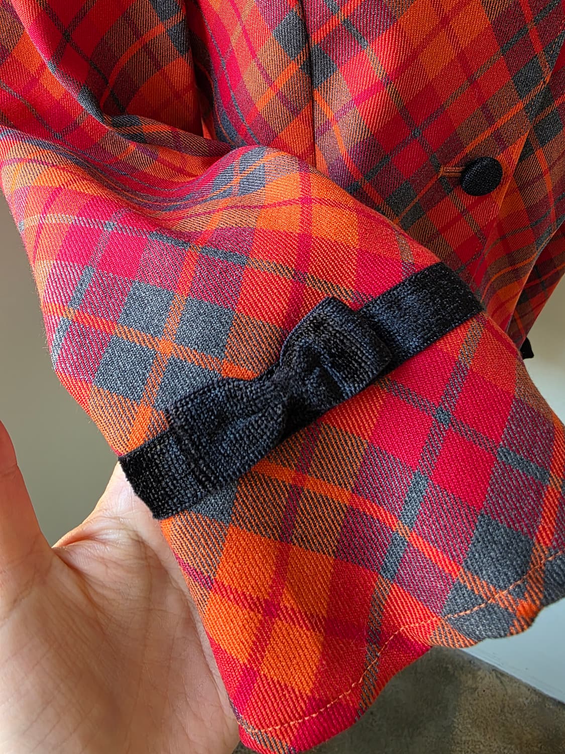 레드 오렌지 체크 패턴 자켓 상품이미지3