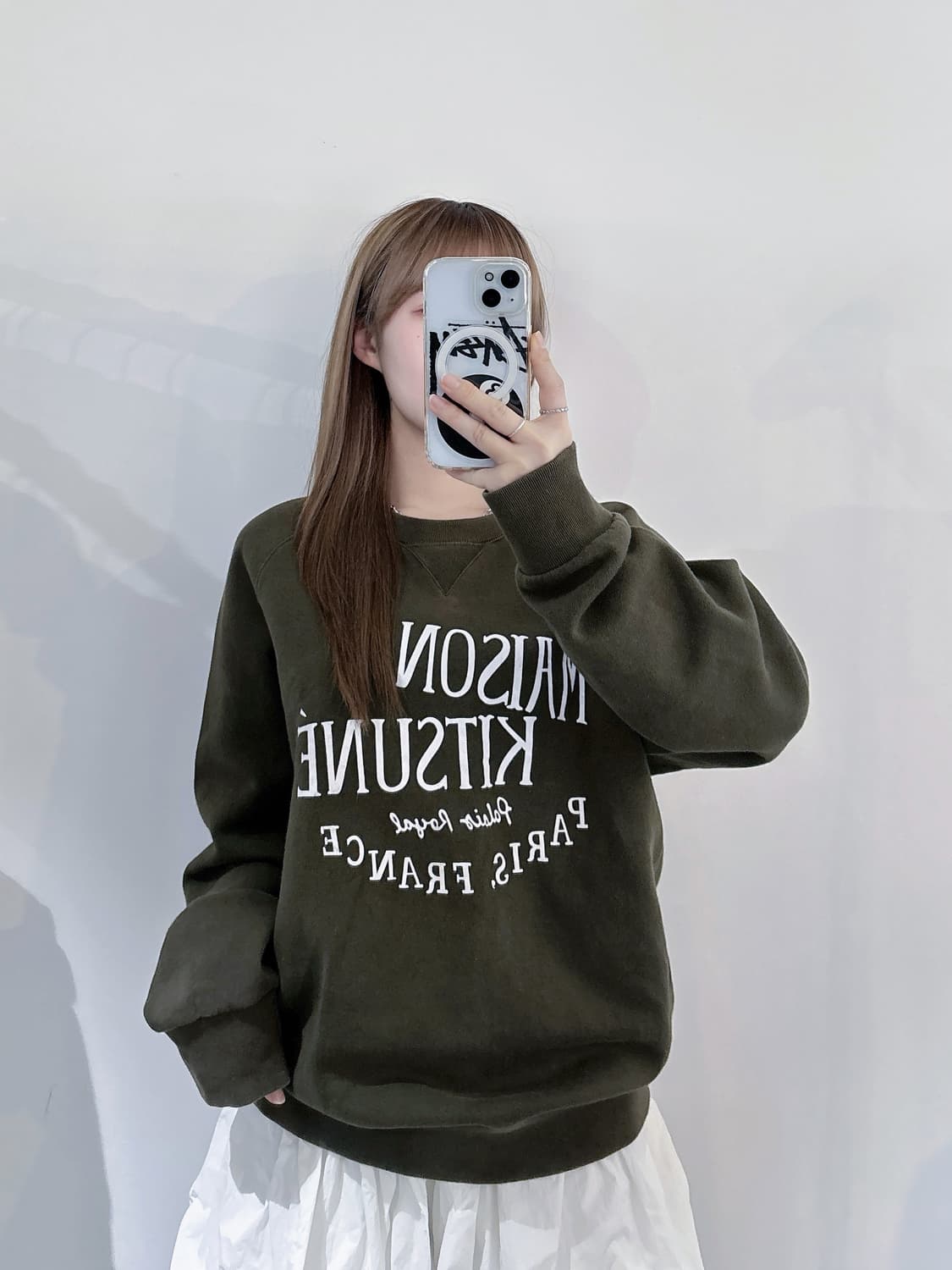 메종키츠네 파리 카키 맨투맨 상품이미지2