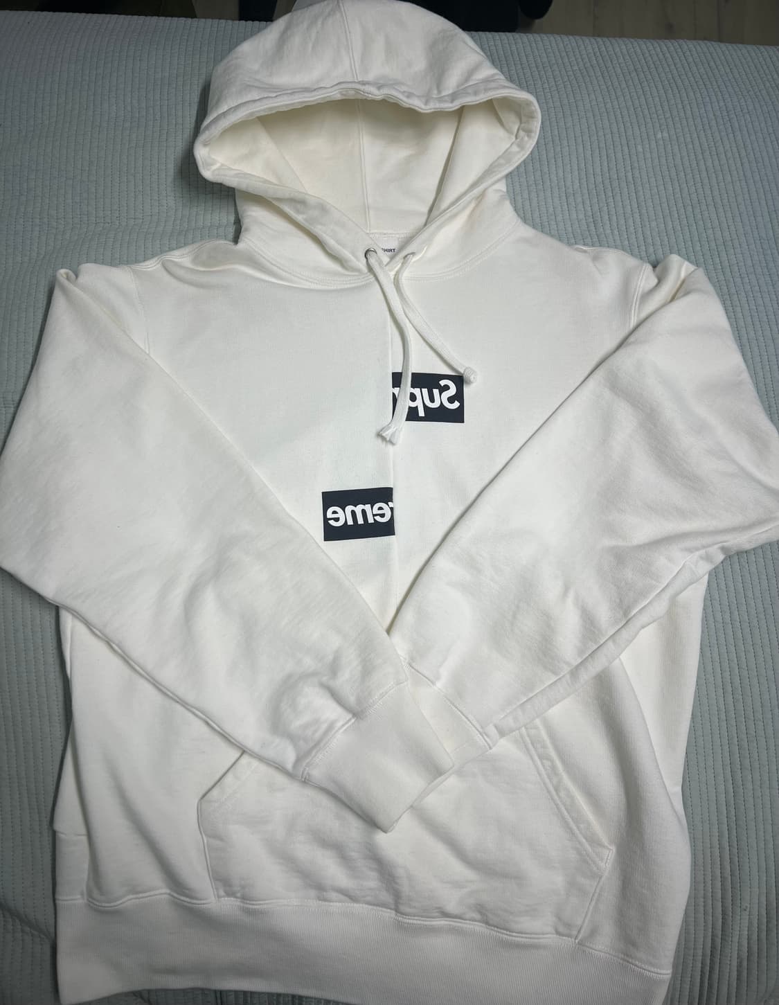 슈프림 x 꼼데 박스로고 후드 화이트 M 상품이미지2