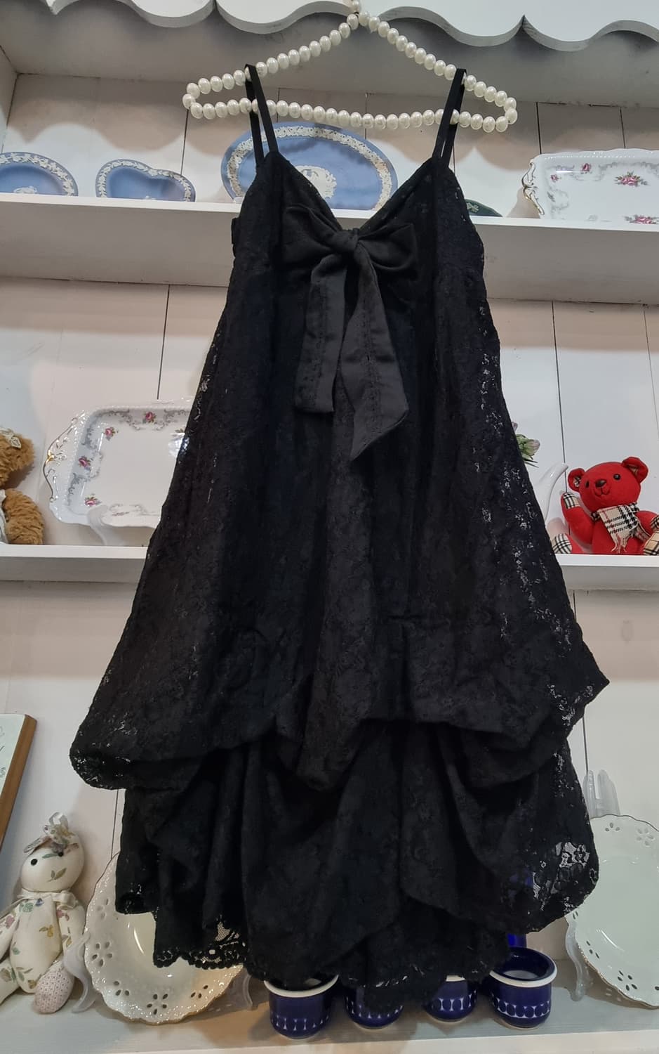 액시즈팜 레이스 리본 슬립 원피스 상품이미지4