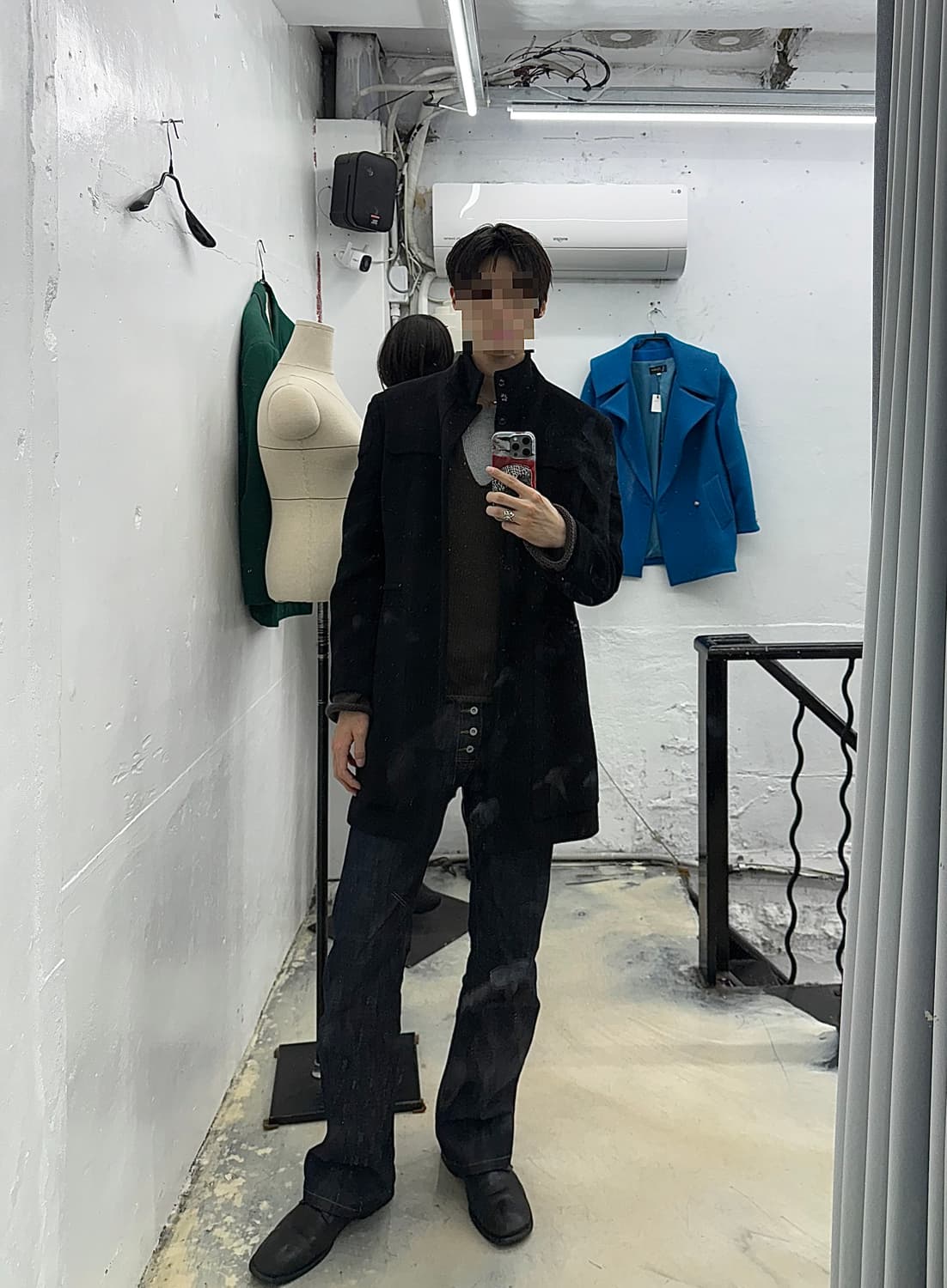 no/faith studios 브이 니트 스웨터 카키 상품이미지3