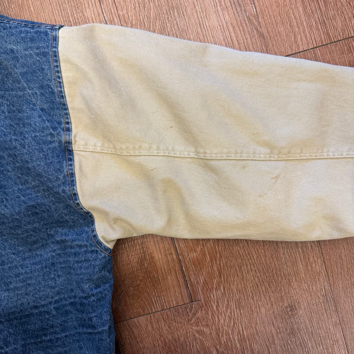 빈티지 데님 바시티 후드자켓 상품이미지5