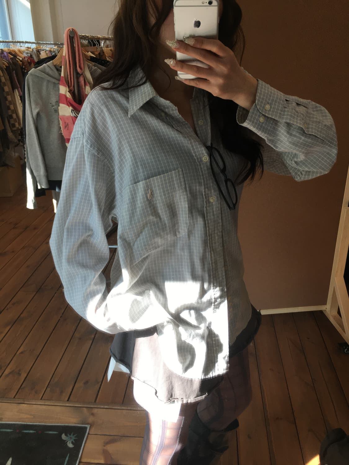 폴로 블루 믹스 체크 셔츠 상품이미지4