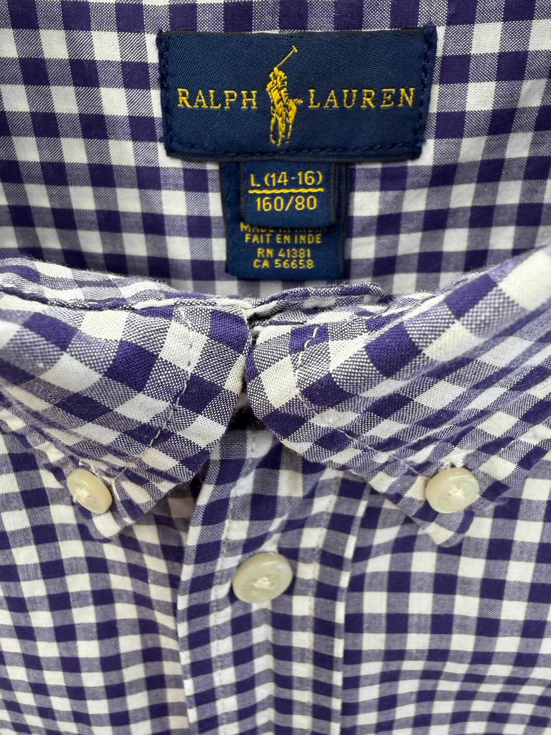 랄프로렌 깅엄 체크 셔츠 퍼플 상품이미지4