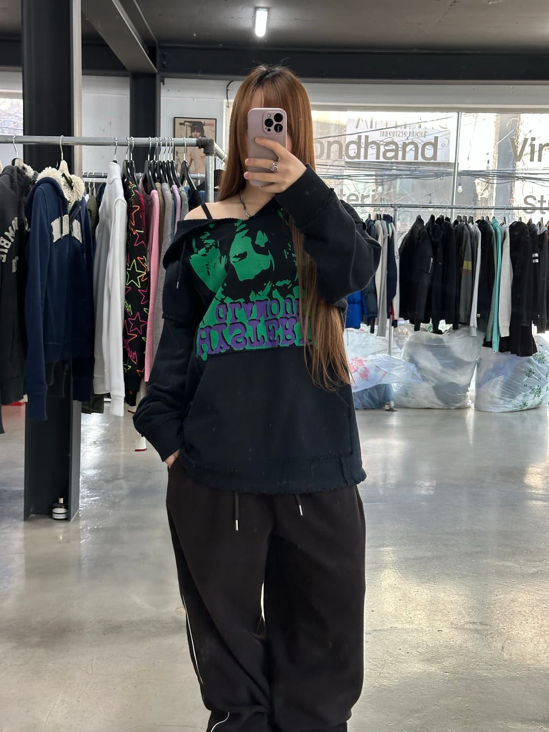 히스테릭글래머 Dizzy&Milky 그런지 펑크 빅로고 후드티 상품이미지2