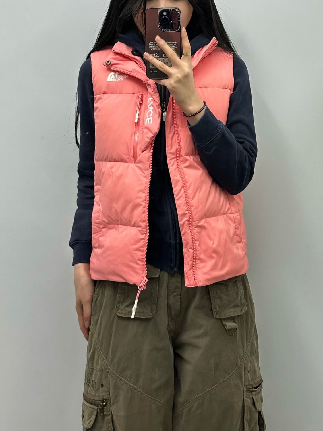 노스페이스 로고 핑크 조끼 패딩 상품이미지1