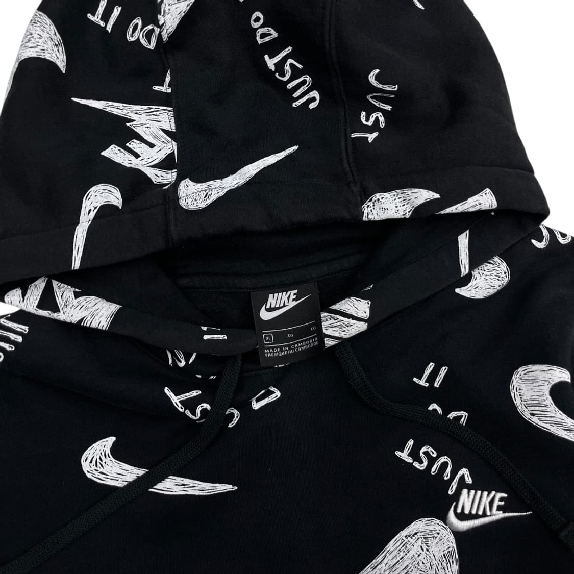 나이키 드로잉 패턴 블랙 후드 XL 상품이미지5