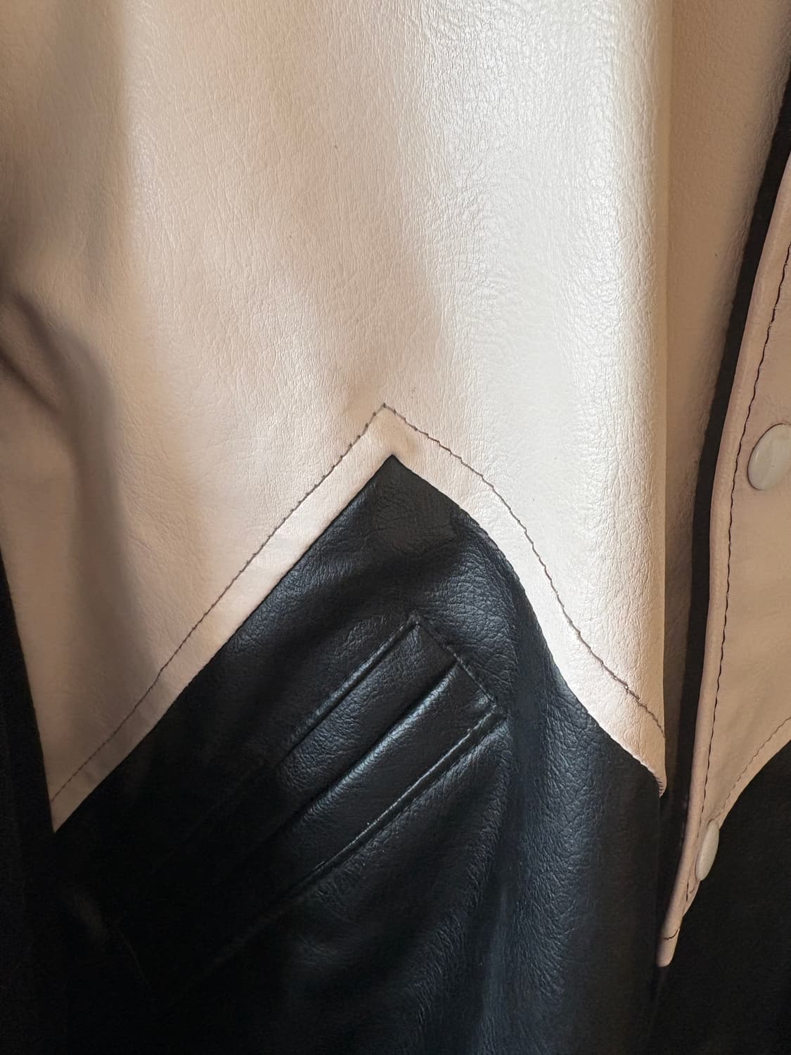 빈티지 바시티 레터맨 자켓 RAU 스냅, 가죽 패널 상품이미지3