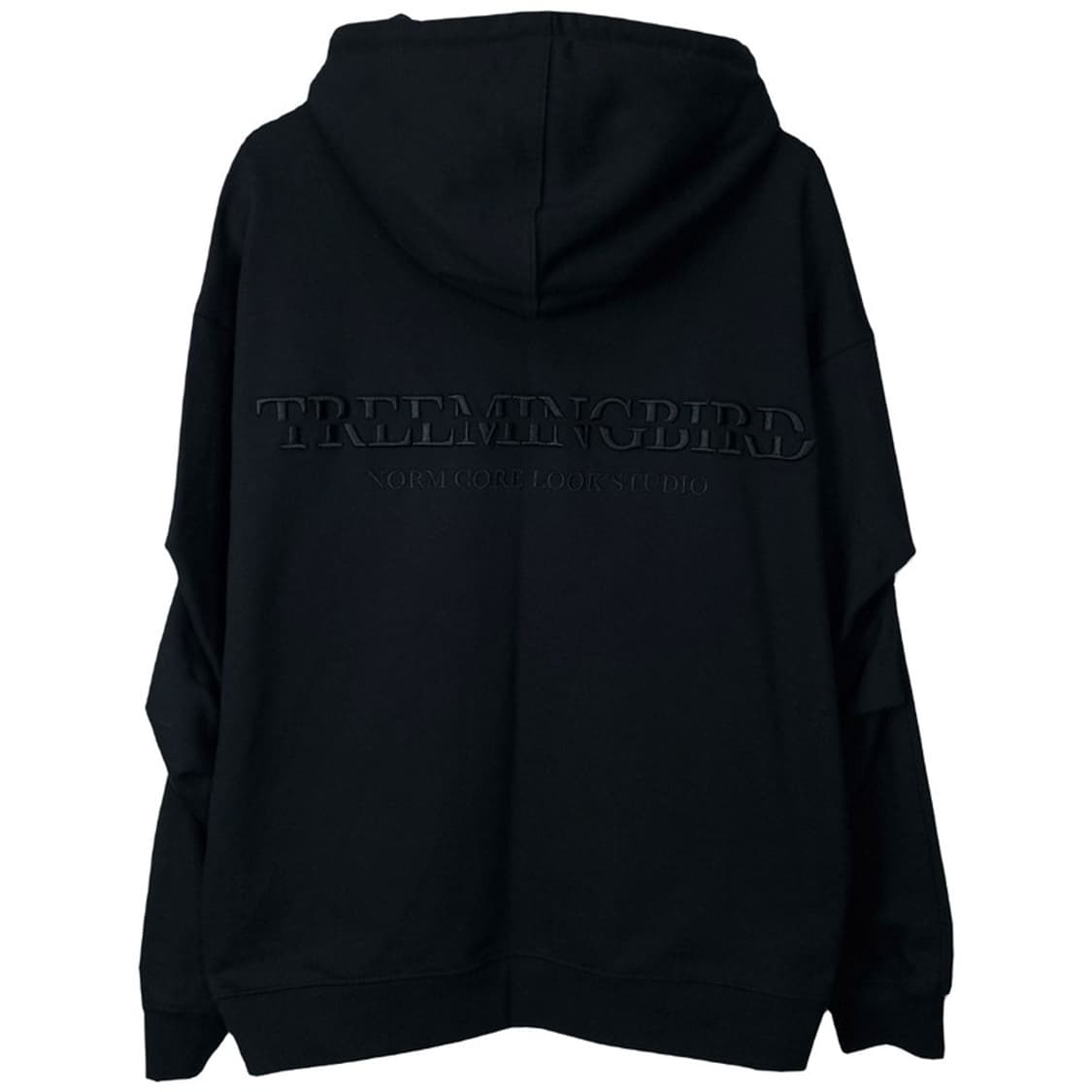 [트리밍버드] 로고 자수 오버핏 리벳 스웻 후드티 블랙 M16385 상품이미지3