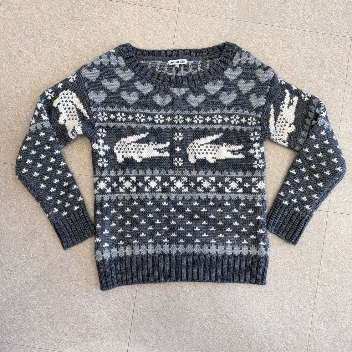 라코스테 하트 패턴 알파카 니트 상품이미지2