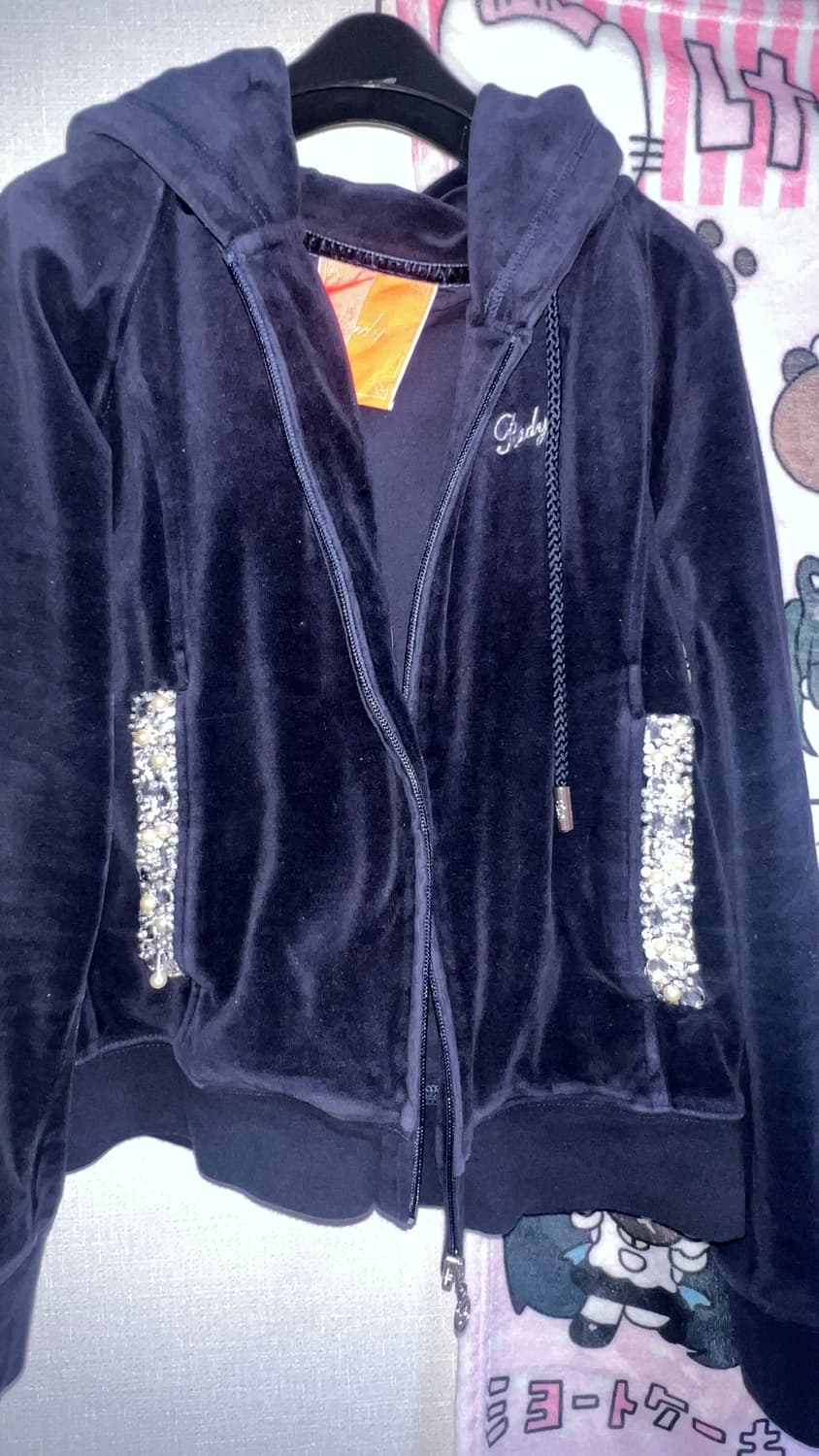 Rady 라디 벨벳 후드집업 오네 히메 갸루 상의 상품이미지2