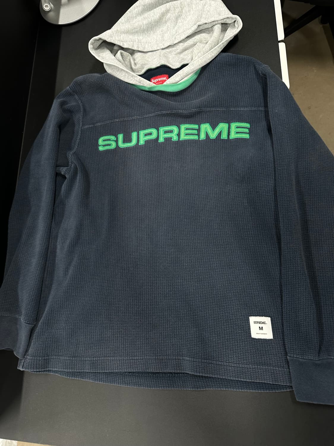 슈프림 17FW 와플 링거 네이비 후드티 상품이미지4