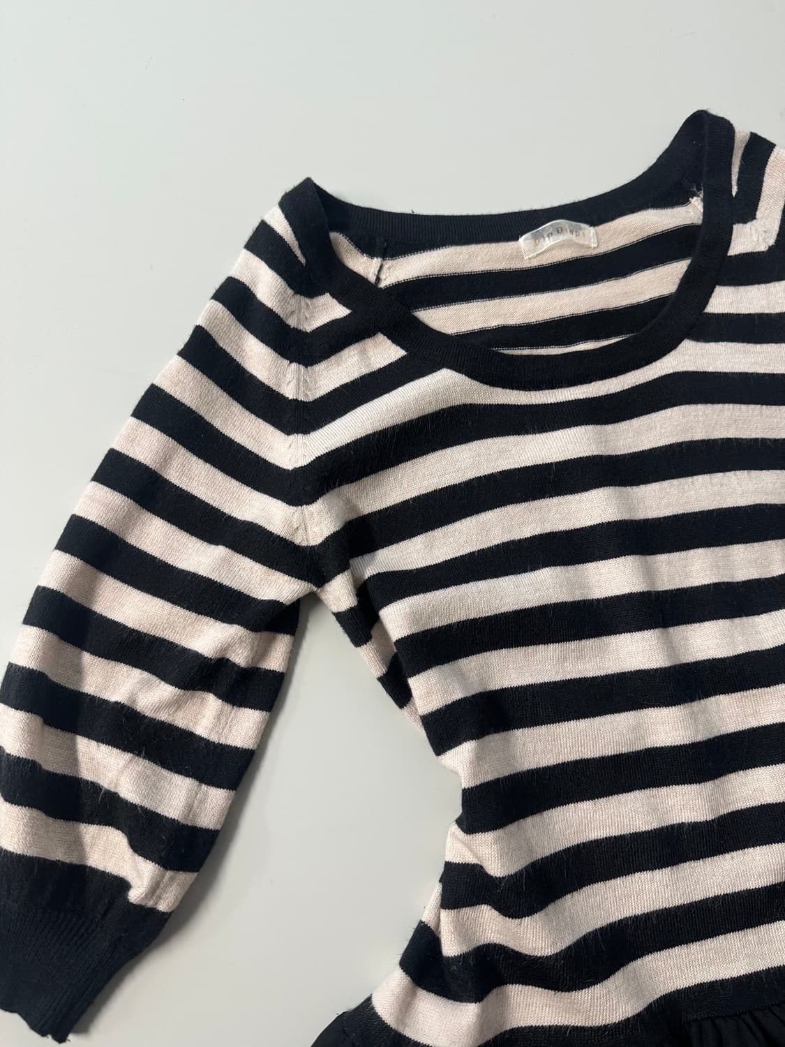 스트라이프 패턴 러플 니트 원피스 슬리브리스 2pcs SET 상품이미지4