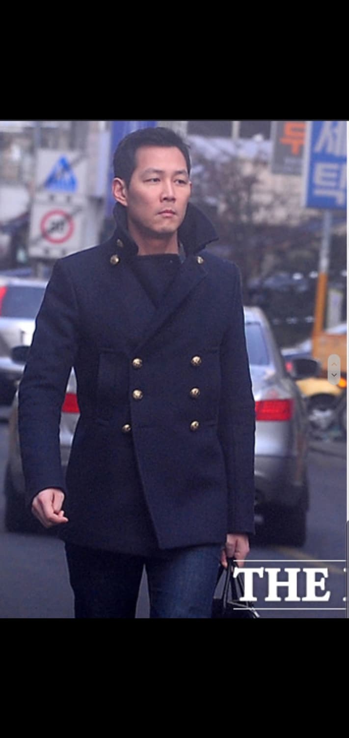 발망 디자인 모직 네이비 더블코트 상품이미지1