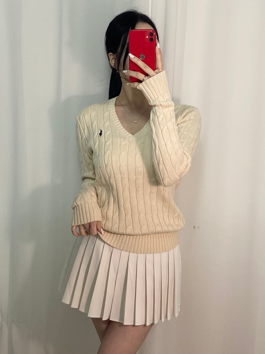 폴로 꽈배기 아이보리 니트 상품이미지1
