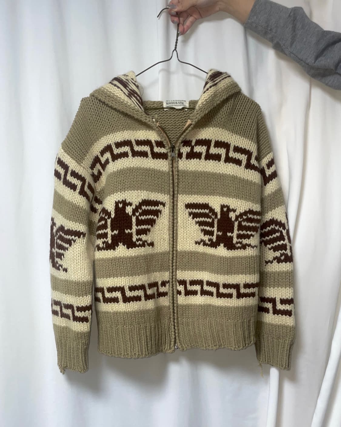 빈티지 코위찬 후드 니트 집업 상품이미지1