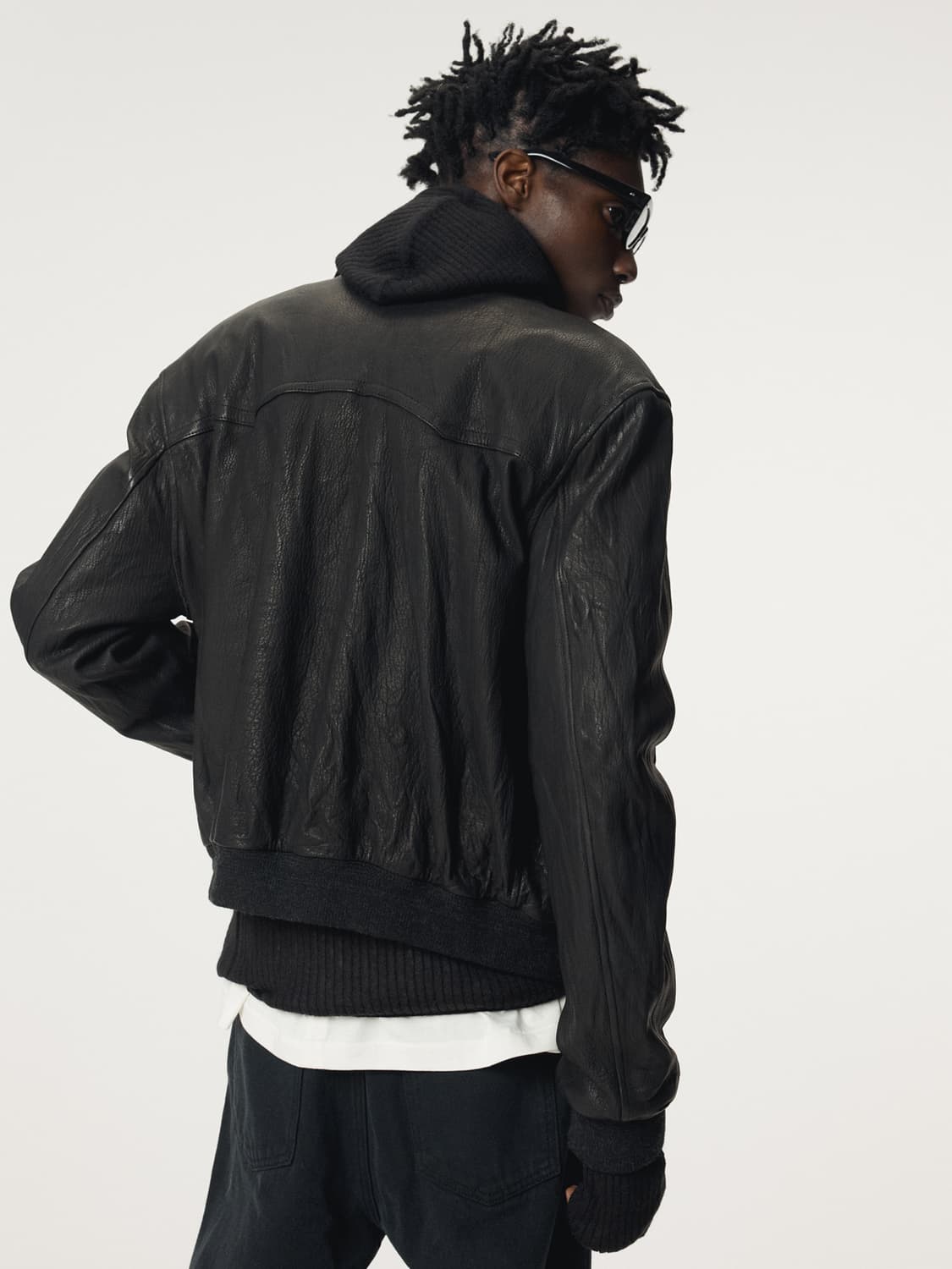 [XL] 렉토 벤 크링클 레더 가죽 점퍼 자켓 블랙 상품이미지6