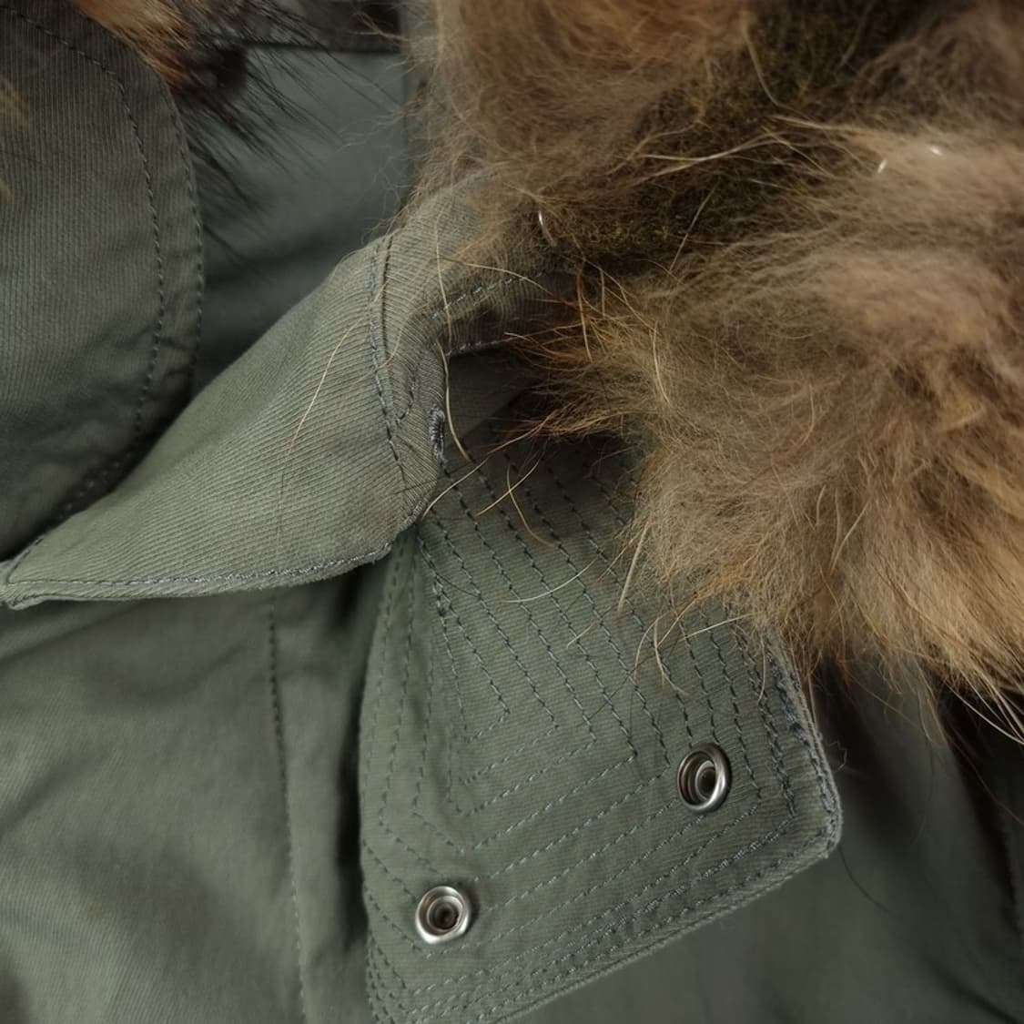 [네멘] 후드 퍼 벨티드 피쉐티일 파카 야상 카키 P01562 상품이미지7