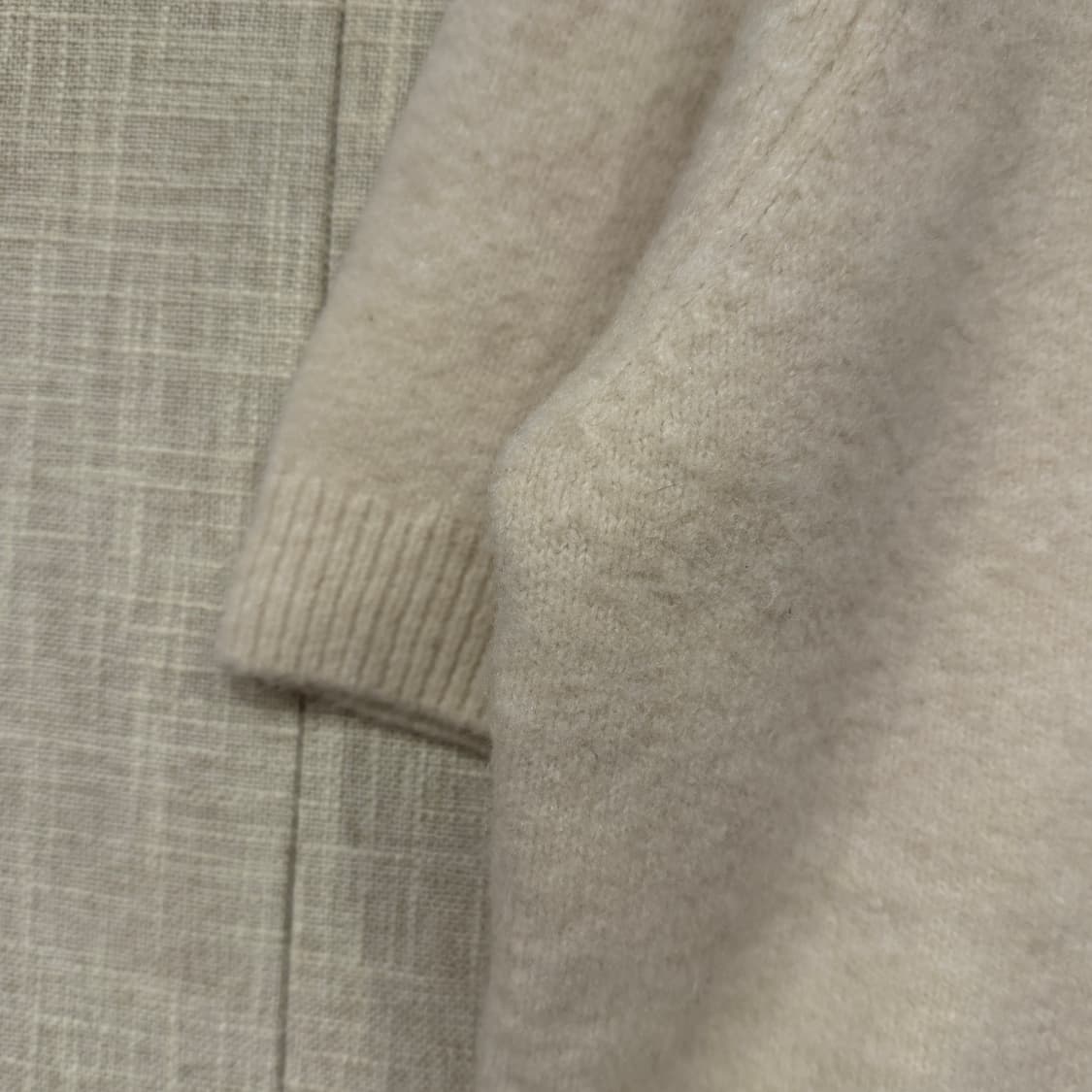 자라 울블렌드 반팔 니트 스웨터 베이지 L 상품이미지3