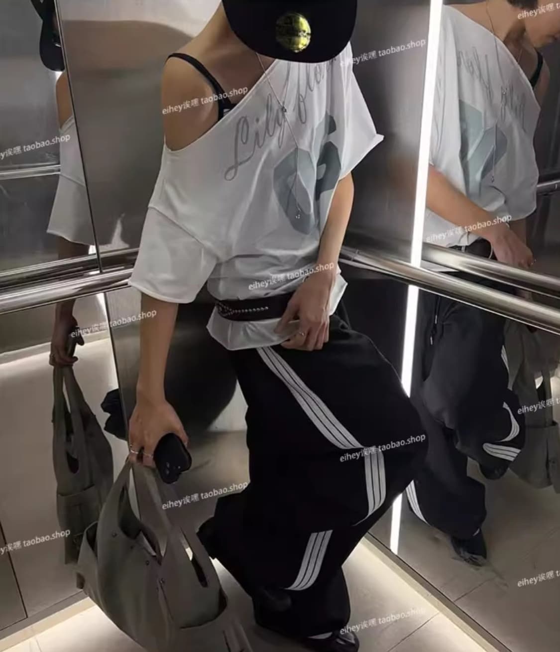 원단 탄탄 브랜드 오프숄더티 상품이미지2