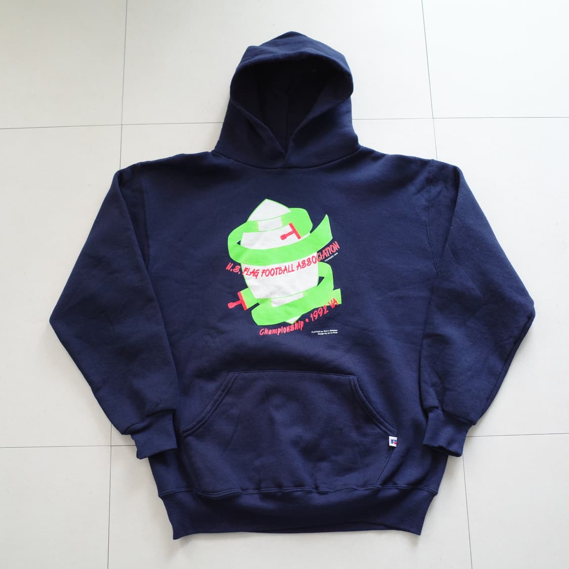 90s 러셀 후드티 XL MADE IN USA 풋볼 챔피언쉽 상품이미지1