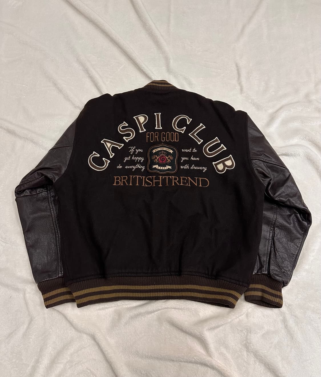 (M) 90s 빈티지 레더암 베이스볼 바시티 초코브라운 상품이미지6