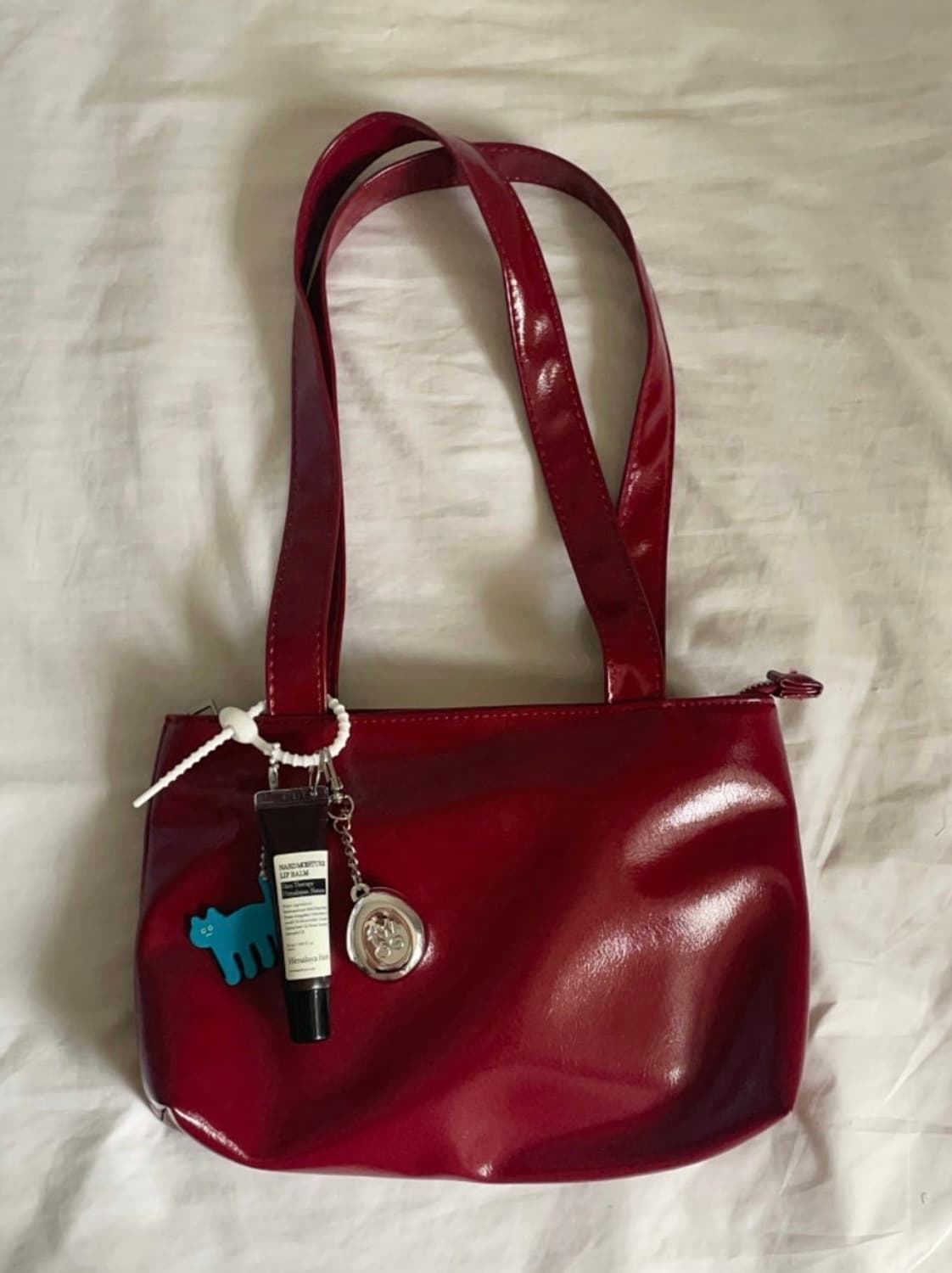 Glossy leather bag (red)/글로시 레드 가방 (빨간색) 상품이미지1