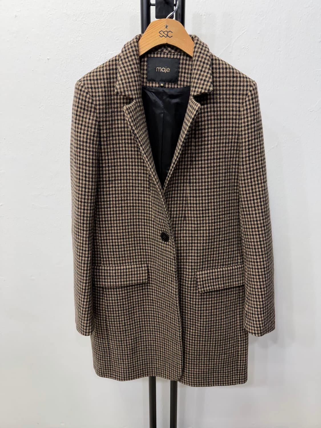 정품) maje 마쥬 하운드투스 체크 자켓 36 상품이미지1