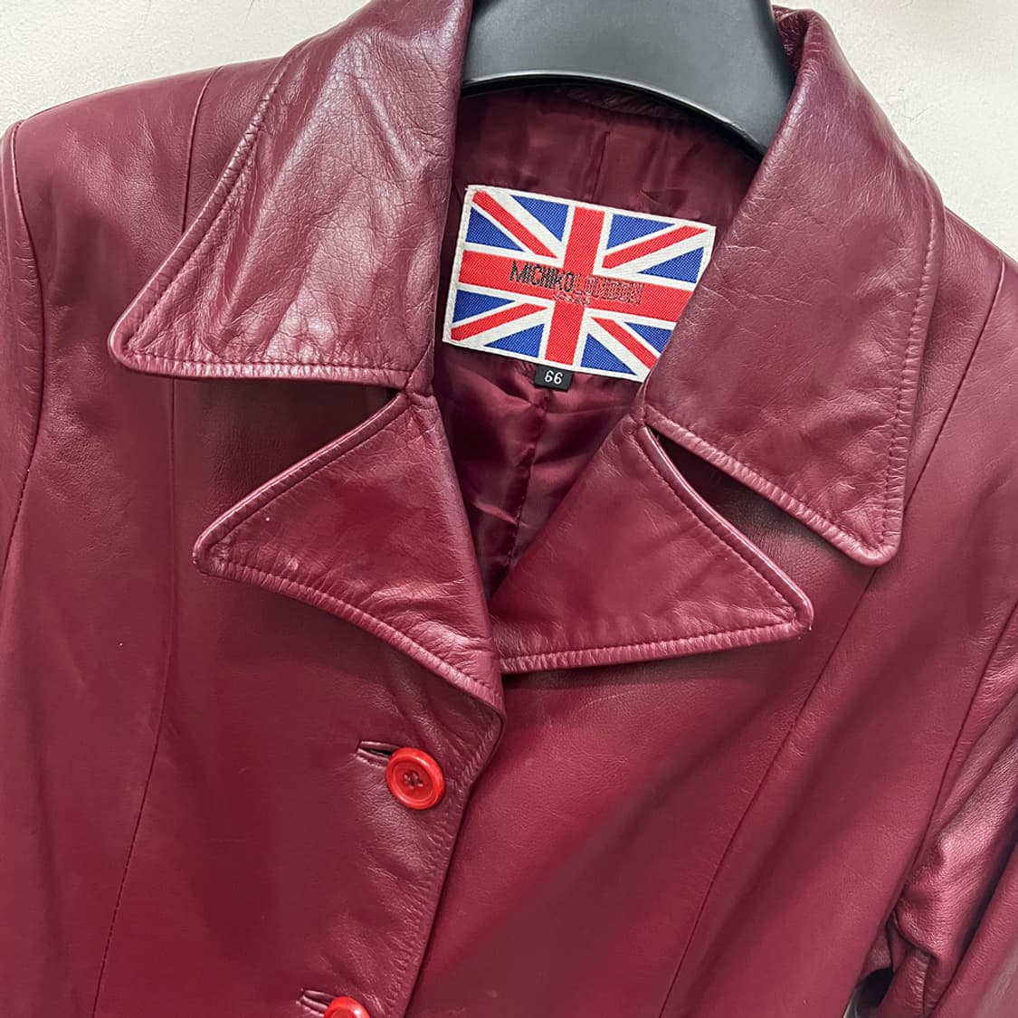 90s 미치코 런던 리얼 레더 소가죽 코트 자켓 66 상품이미지3