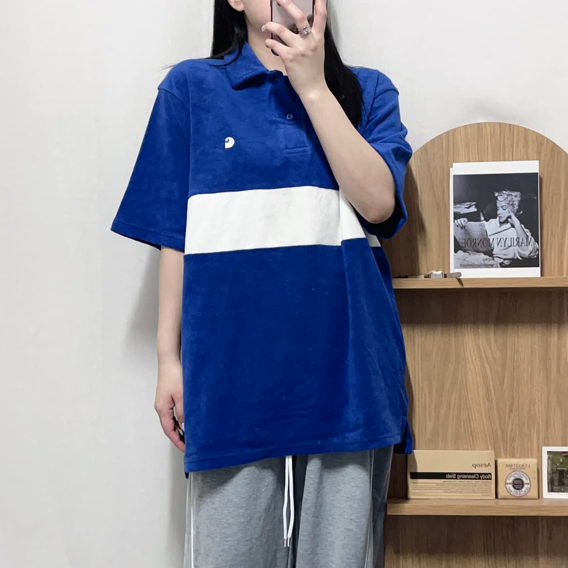 (택달린상품) [정품] 칼하트 블루 타올소재 반팔티 [ L ]  상품이미지2