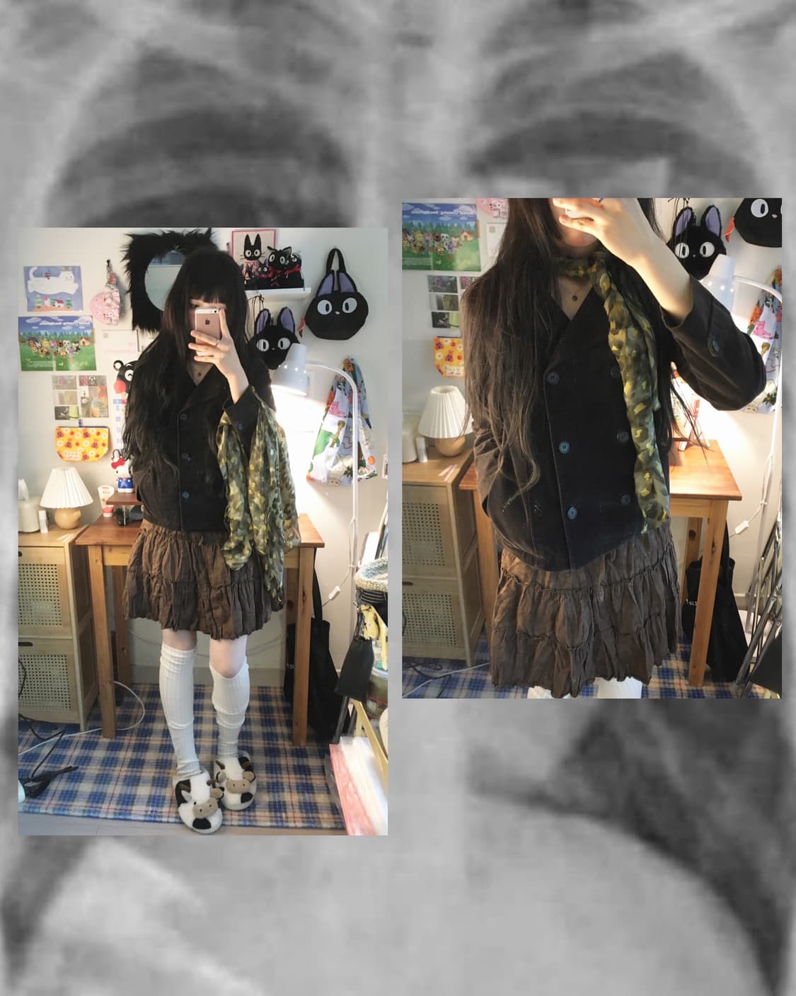 vintage velvet double jacket dark brown 상품이미지1