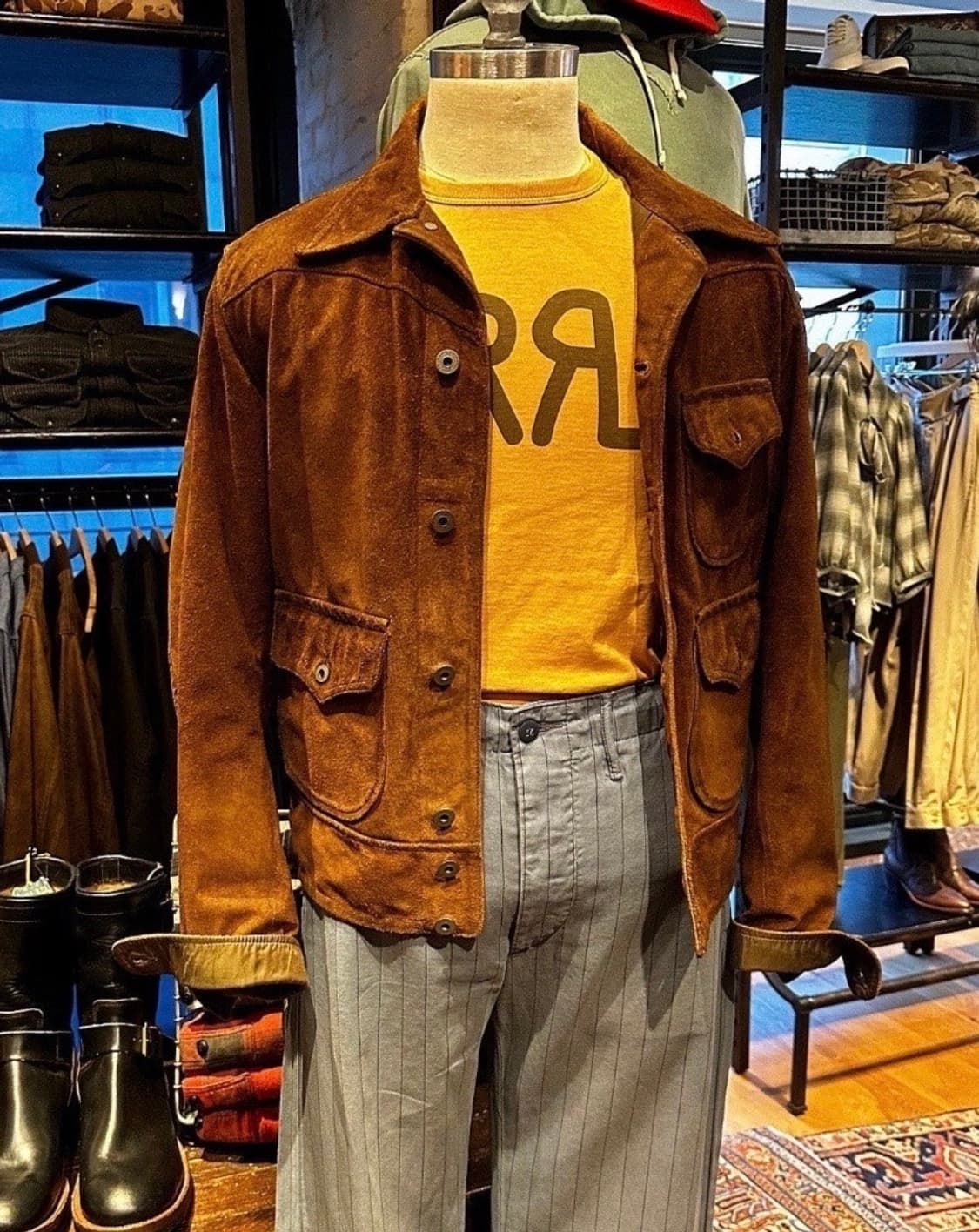 RRL 더블알엘 로고 저지 티셔츠 옐로우 XL 신품 상품이미지1