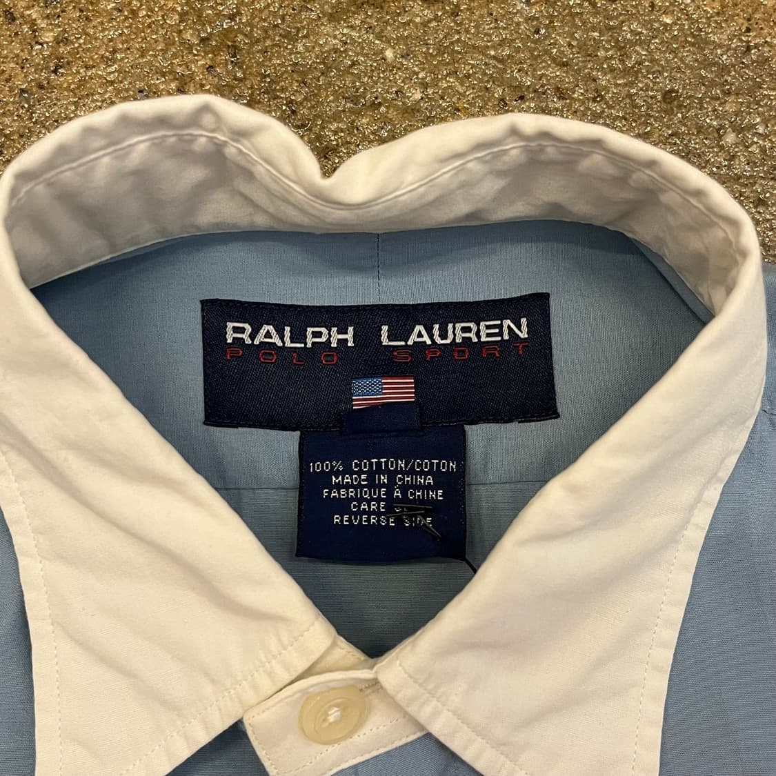 미국 빈티지 폴로 랄프로렌 블루 셔츠 화이트 카라 상품이미지4