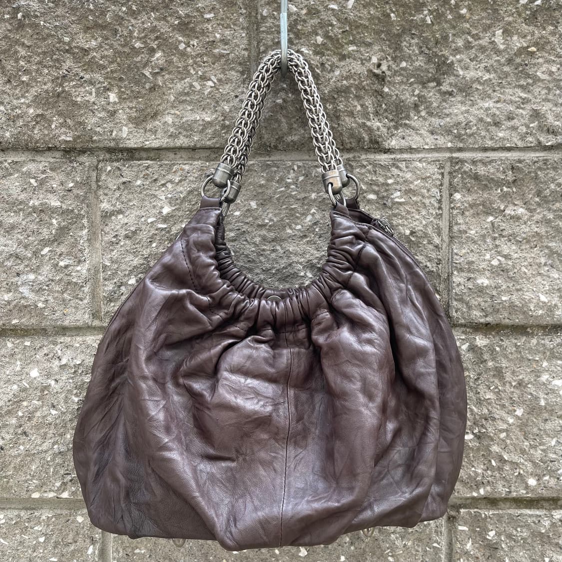 [OS] THOMAS WYLDE 브라운 레더 체인 숄더백 상품이미지7