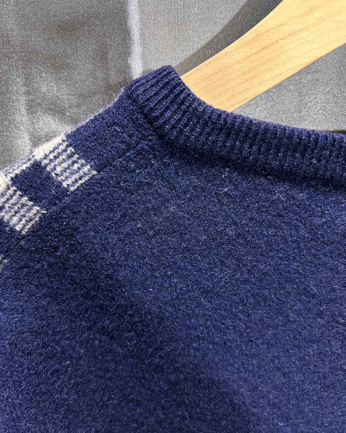 XS 버버리 클래식 노바체크 네이비 램스울 니트 상품이미지7