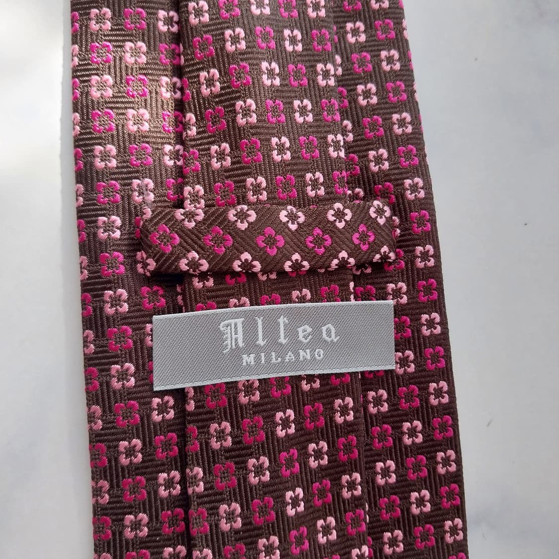 알테아 실크 브라운 플라워 패턴 넥타이 9.1cm A+등급 K2355 상품이미지8