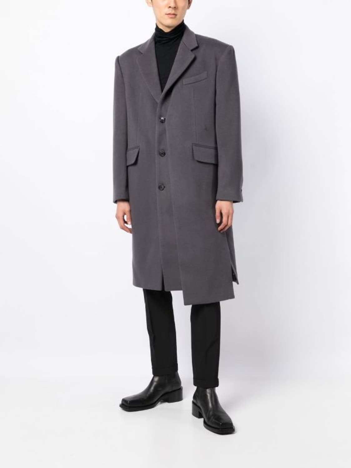 송지오옴므 더블 레이어드 비대칭 코트 팝니다 우영미 타임옴므 솔리드옴므 상품이미지1