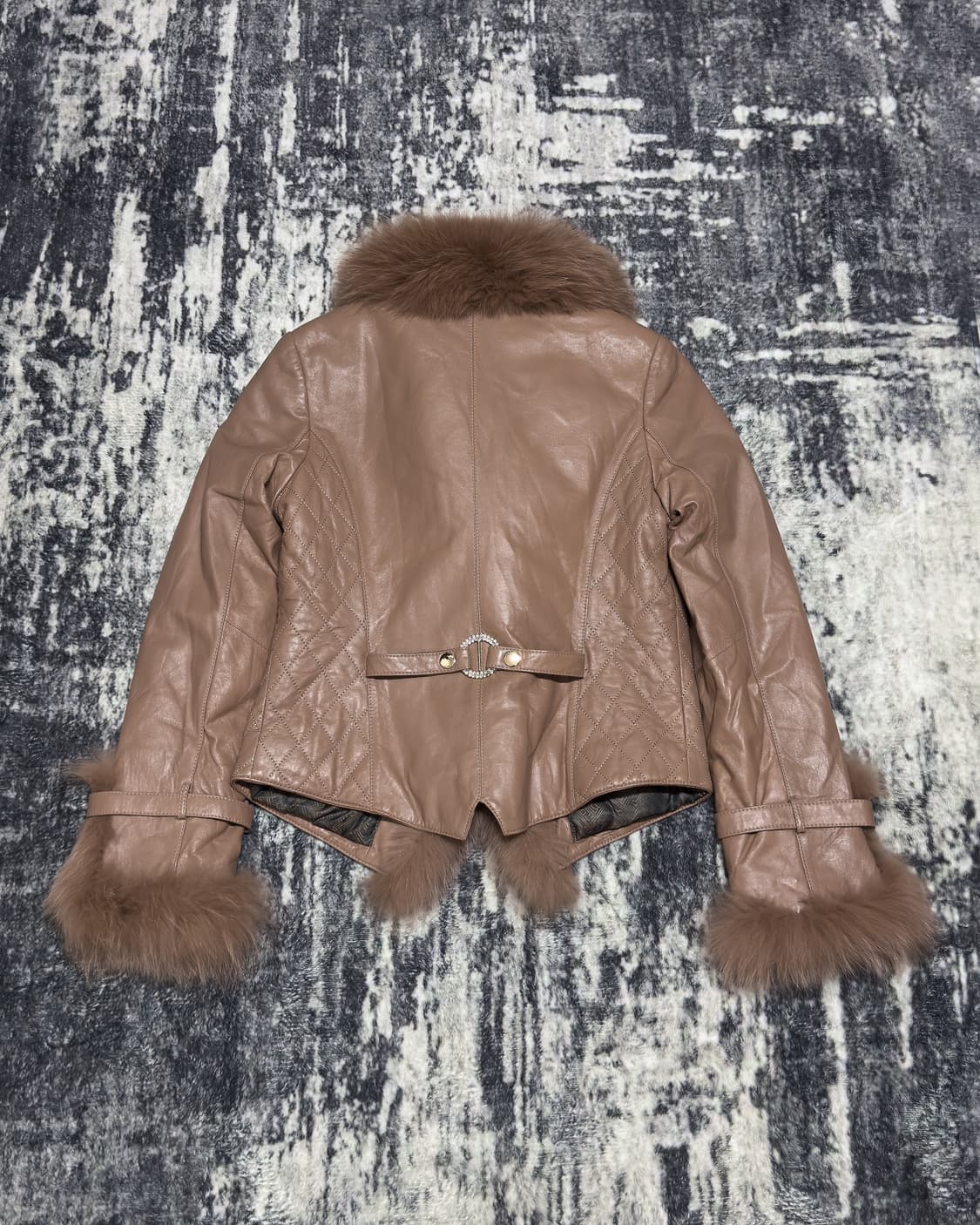 {Unknown} Rabbit Fur Leather Jacket 상품이미지3