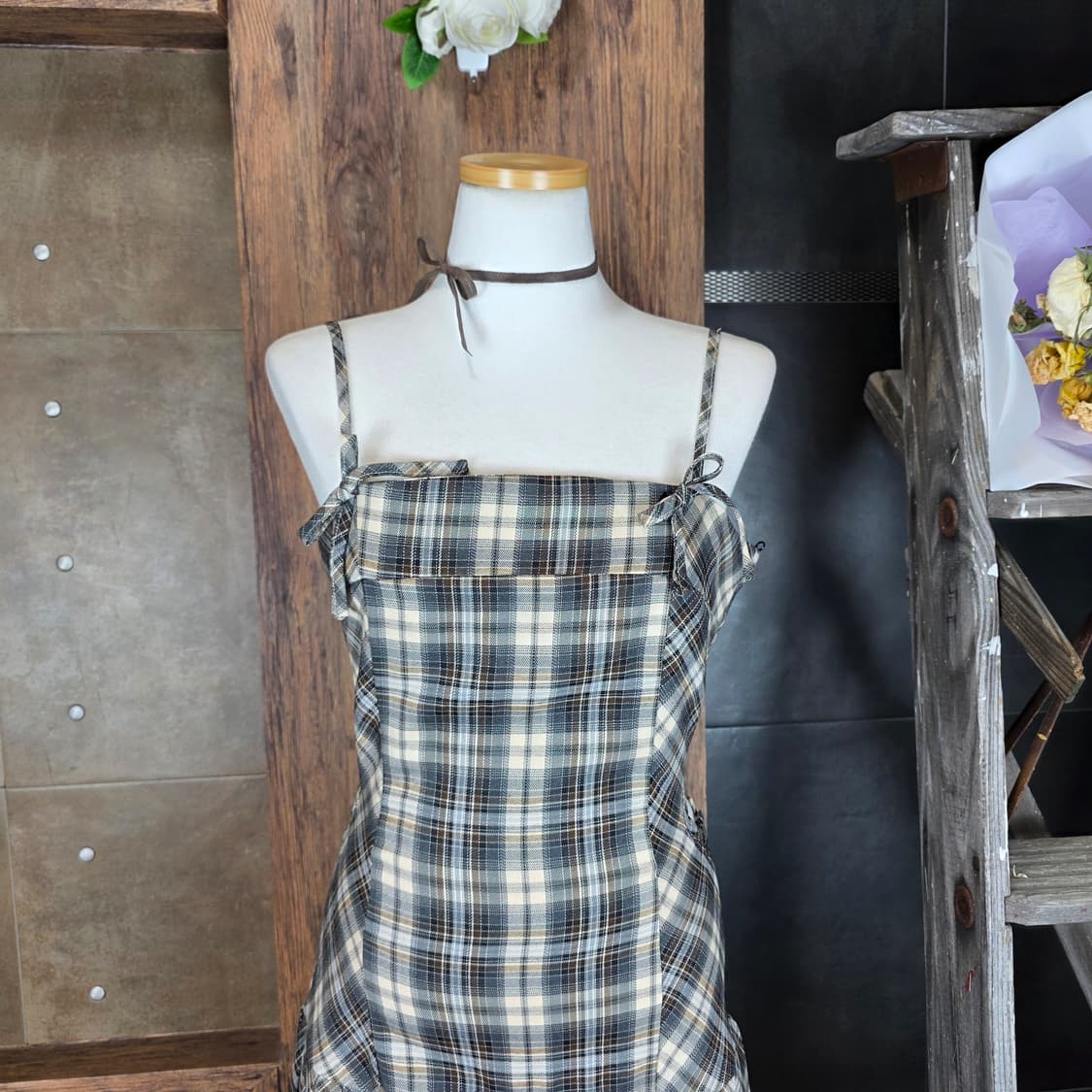 AND MARY 스위트 체크 미니원피스 상품이미지2