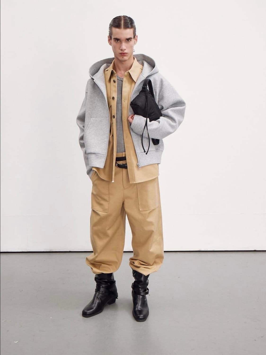 [OS] 렉토 재패니즈 네오프랜 로고 패치 후드집업 멜란지 그레이 상품이미지7