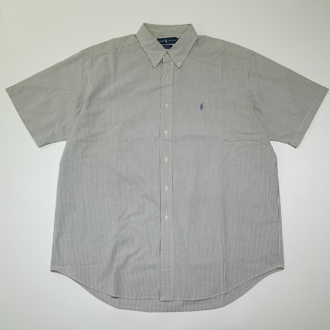 CK022 XL 폴로 90s 시어서커 스모크그레이 스트라이프 반팔 셔츠 상품이미지1