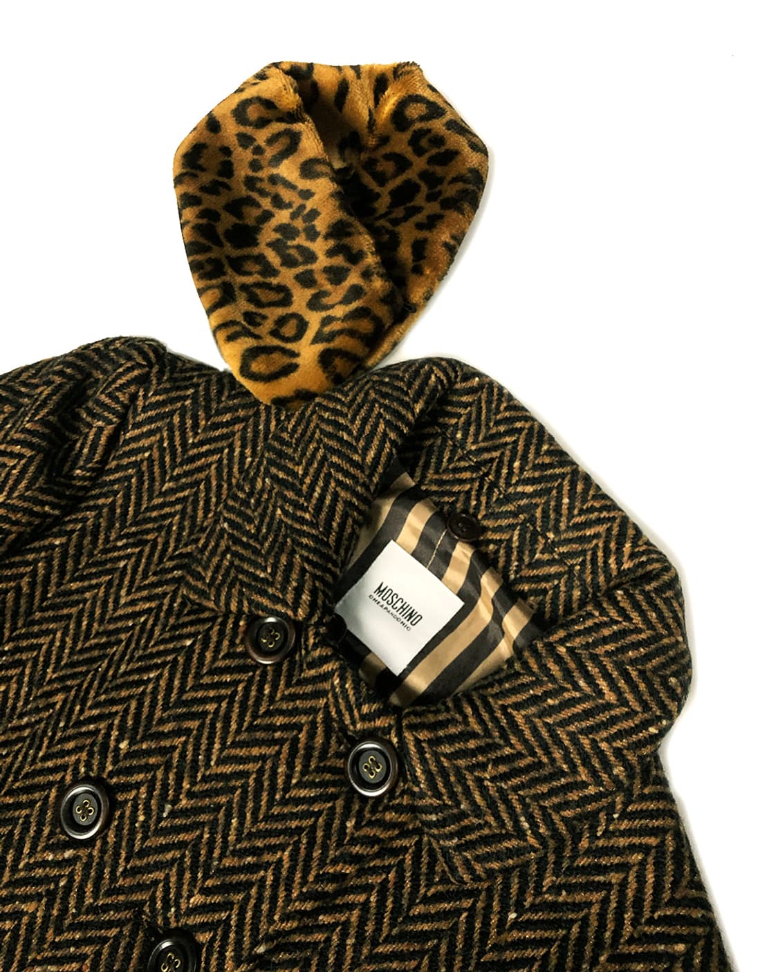 MOSCHINO 더블버튼 헤링본 반코트 (카라 탈부착 가능) 상품이미지7